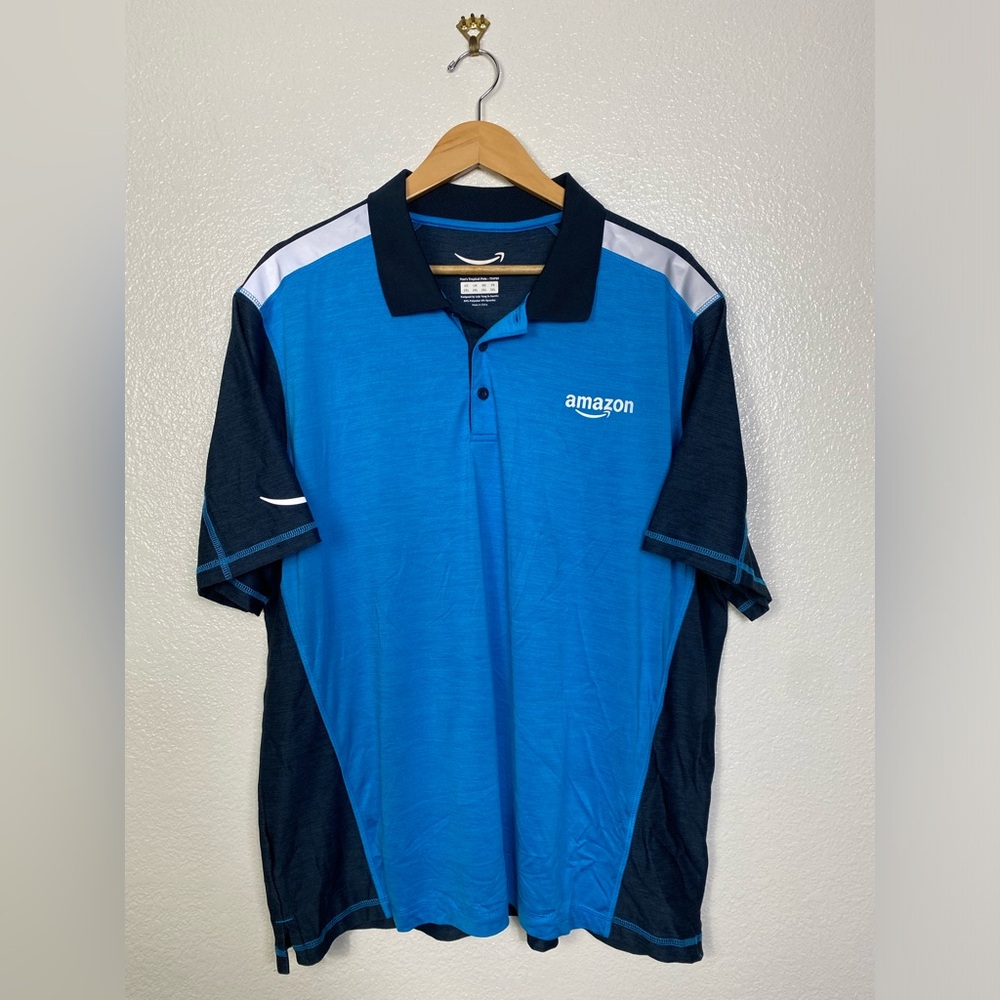 Amazon Shirt Mens 2XL Blue Work Polo Delivery Uniform